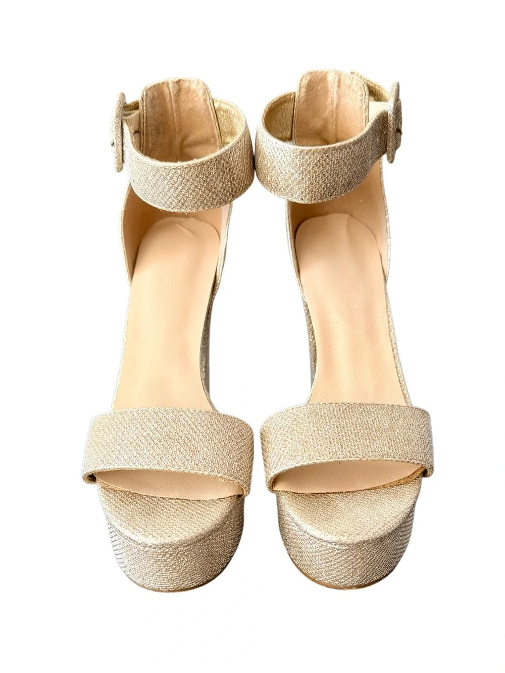 Dream Pairs Champagne Gold Glitter Platform Block Heel Sandals - Women’s Size 6